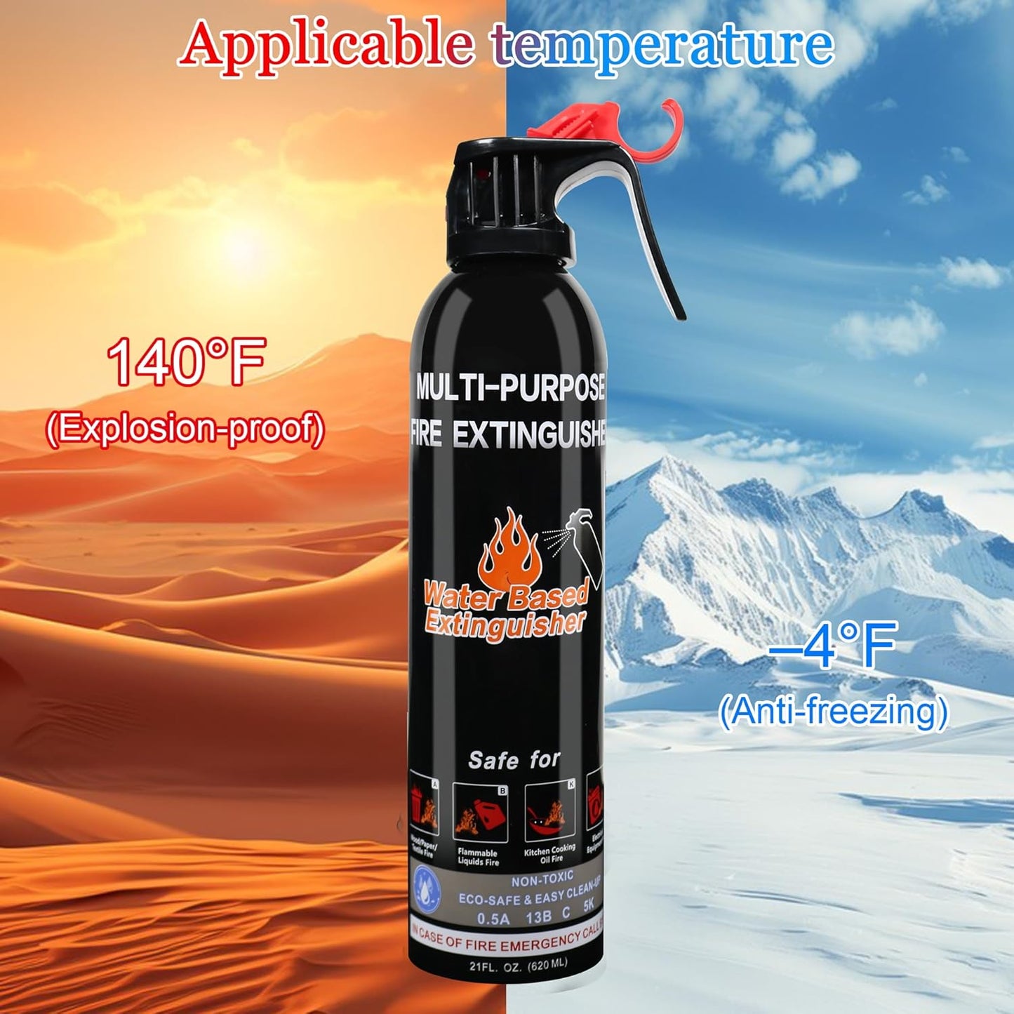 Fire Extinguisher for Home, 6 Pack Vehicle Fire Extinguishers with Mount, Portable Fire Extinguisher Effective on A, B, C, K Fires, Water-Based Extinguisher for Car Boat Office Truck Kitchen Garage RV