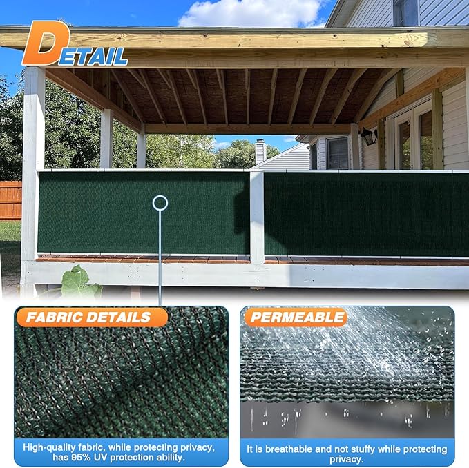 TANG Sun Shade Fabric Roll 8'x42' Shade Cloth for Garden Dark Green HDPE Mesh Shading Pergola Cover Replacement Canopy, 95% Blockage Sunshades for Outdoor Patio Backyard Plant