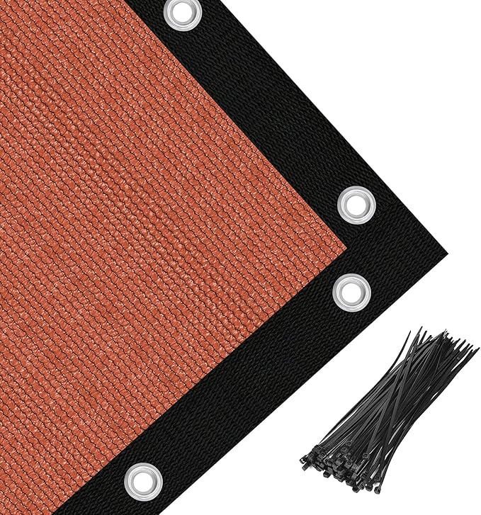 Amagenix 90% Pergola Shade Cover 8' X 14' Sun Shade Cloth with Grommets for Outdoor Garden Patio Porch, Commercial Grade 200 GSM - Cable Zip Ties Included (We Customized) GN108, Rust Red
