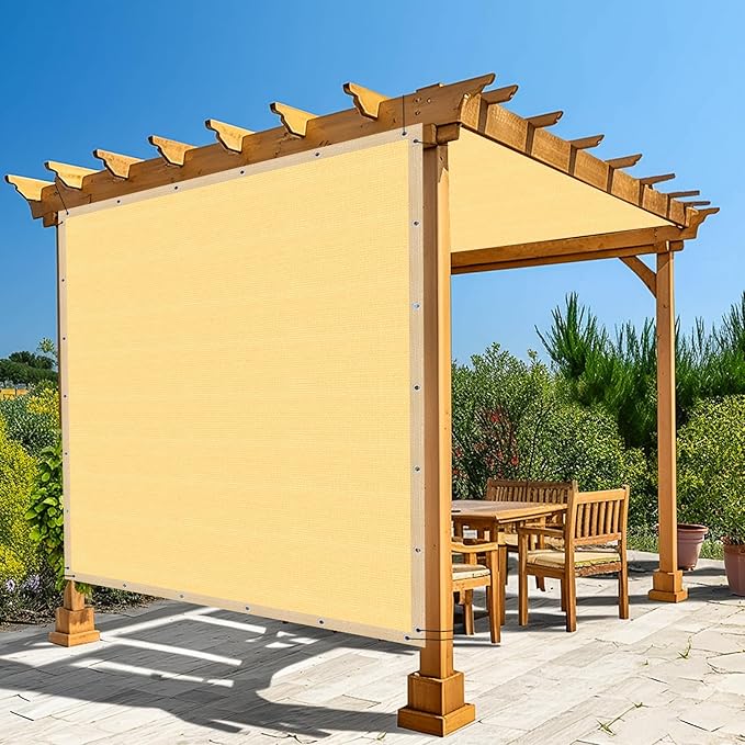 Amagenix 90% Shade Fabric 11'X 13' Sand Sun Shade Cloth with Grommets for Pergola Replacement Shade Cover Canopy, Heavy Duty, Cable Zip Ties Included (We Customized)