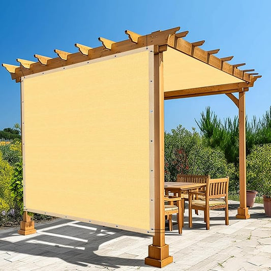Amagenix 90% Shade Fabric 11'X 13' Sand Sun Shade Cloth with Grommets for Pergola Replacement Shade Cover Canopy, Heavy Duty, Cable Zip Ties Included (We Customized)