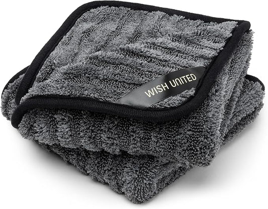 High Absorbency Weavy Microfiber Car Drying Detailing Soft Towel 1200gsm (2pack, 13.7"x13.7")