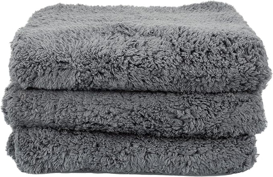 Maxshine Universal Microfiber Towels – 600GSM Edgeless Design – Ultra-Soft, High-Absorbency Towels for Car Detailing, Polishing & Scratch-Free Cleaning (Grey, 16" x 16" (3-Pack))