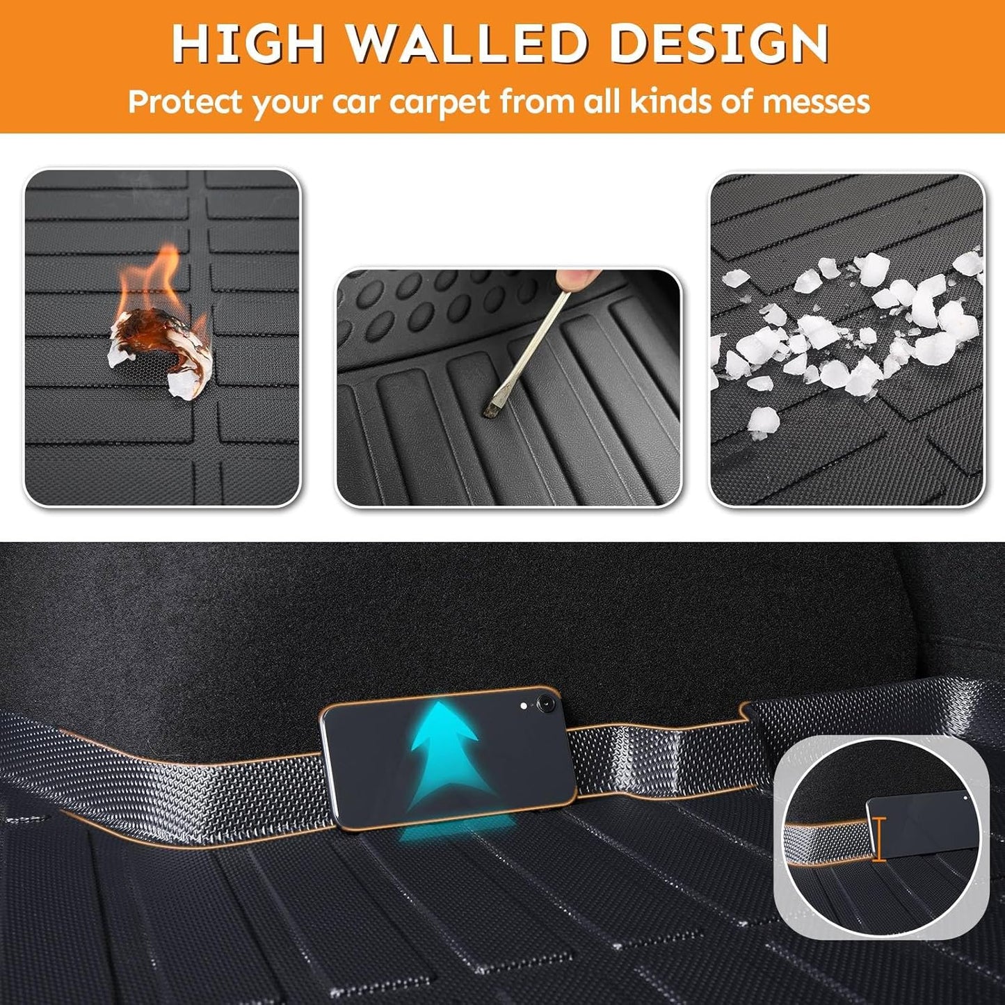 Binmotor-Floor Mats & Cargo Liner for Cadillac XT5 2017-2025, All Weather Car Floor Mat TPE Rubber Mats Cargo Mat Trunk Mat for Cadillac XT5 Accessories