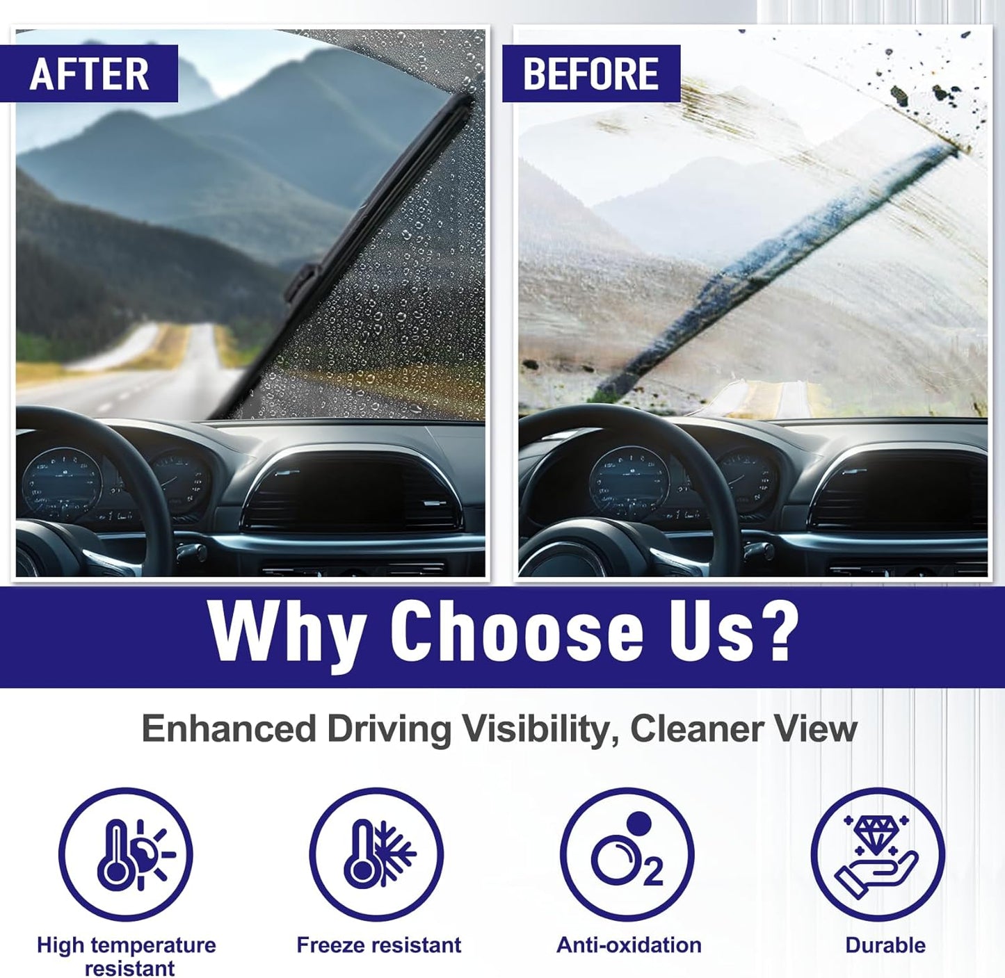 AJK Front Windshield Wiper for Subaru Crosstrek XV 2018 2019 2020 2021 2022 2023 2024, Original Equipment Back Window Wipers Blades, Conventional, Vehicle Specific Fit, Pack of 3
