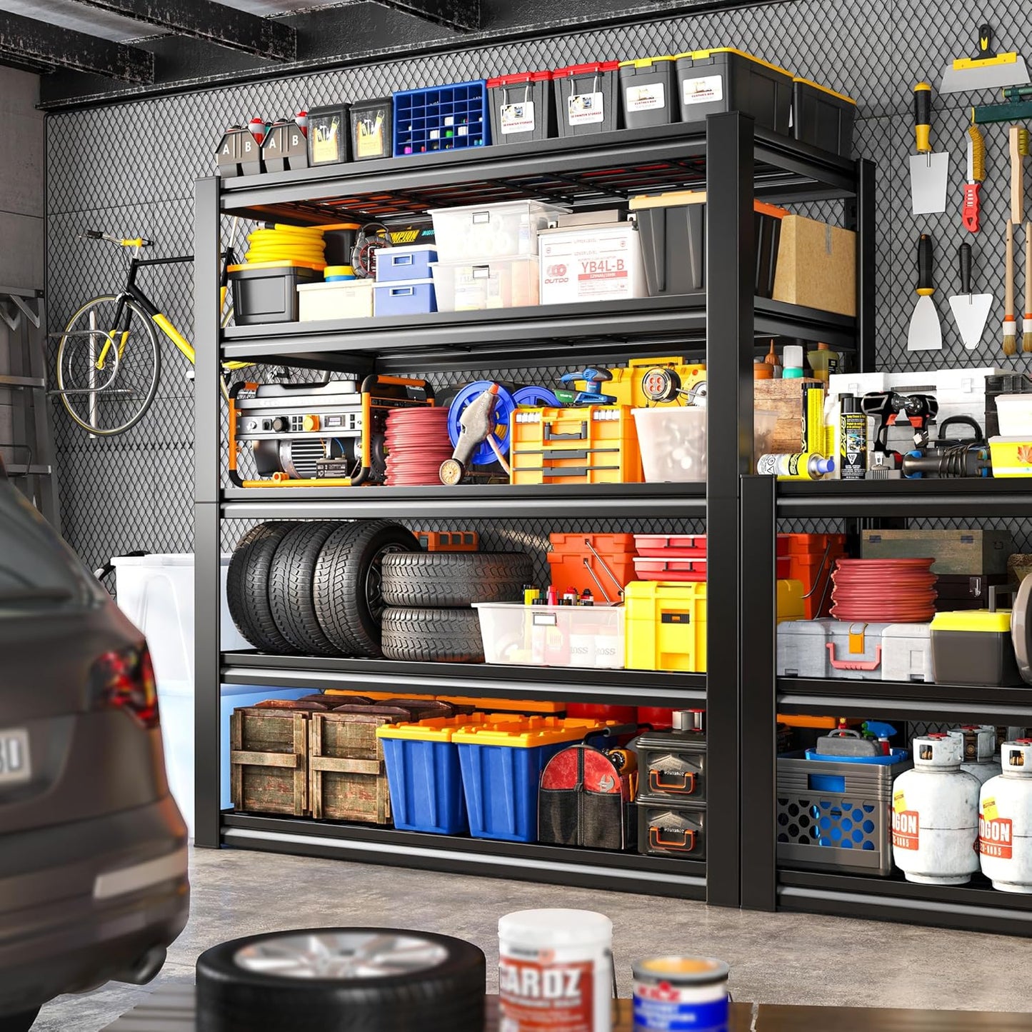 REIBII Garage Shelving 3000LBS, Heavy Duty Storage Shelves, Adjustable Industrial Metal Shelving Unit for Garage, Basement, Pantry, Warehouse,Commercial, 36" W x 16" D x 72" H, 2 Pack