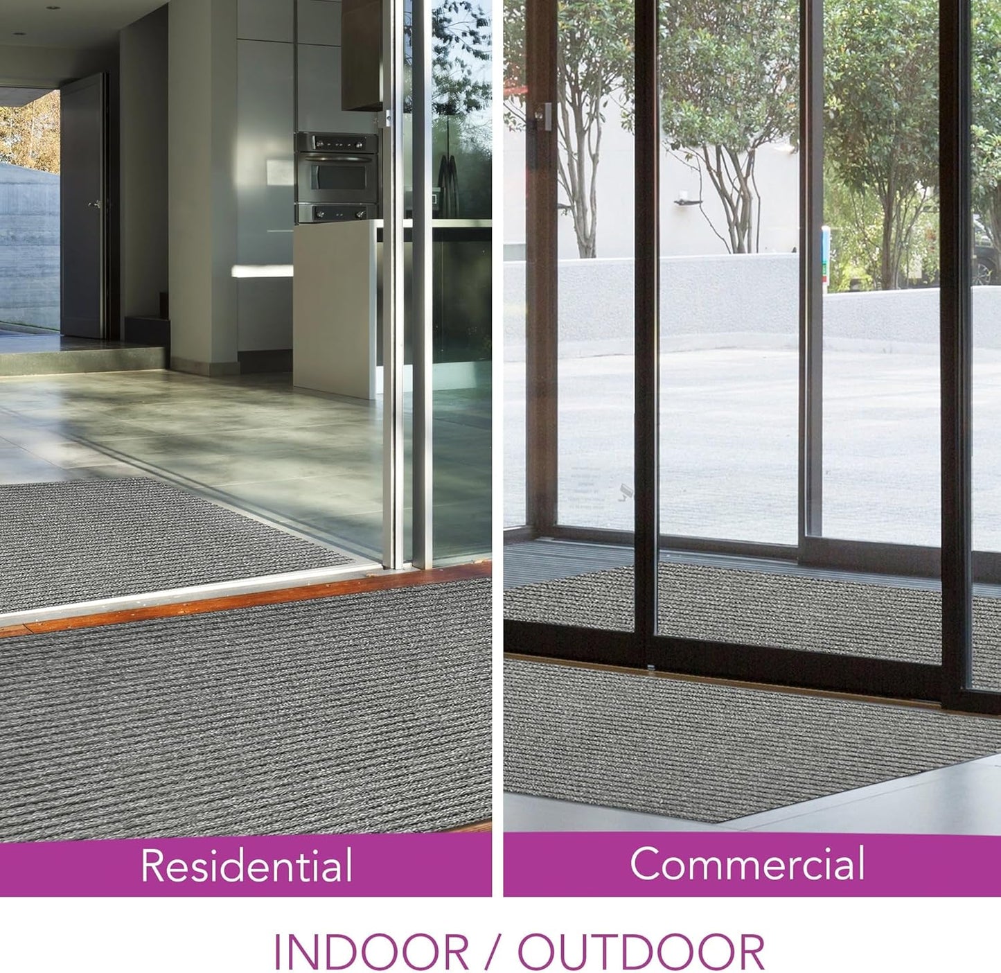 iCustomRug Spartan Weather Warrior Indoor/Outdoor Utility Ribbed Carpet Runner with Non-Slip Thermoplastic Rubber Backing, 3ft X 80ft in Grey