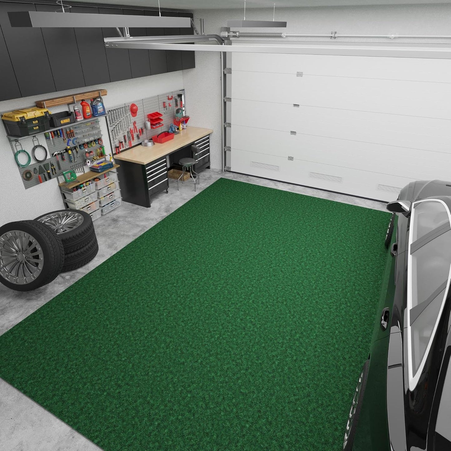 Ottomanson 6'6" x 19' Hallway Runner with Scraper Pile - Extra Durable Non-Slip Rug Mat for Indoor & Outdoor Use - Ideal for Kitchen, Entryway & Garage - High-Traffic Carpet, Green
