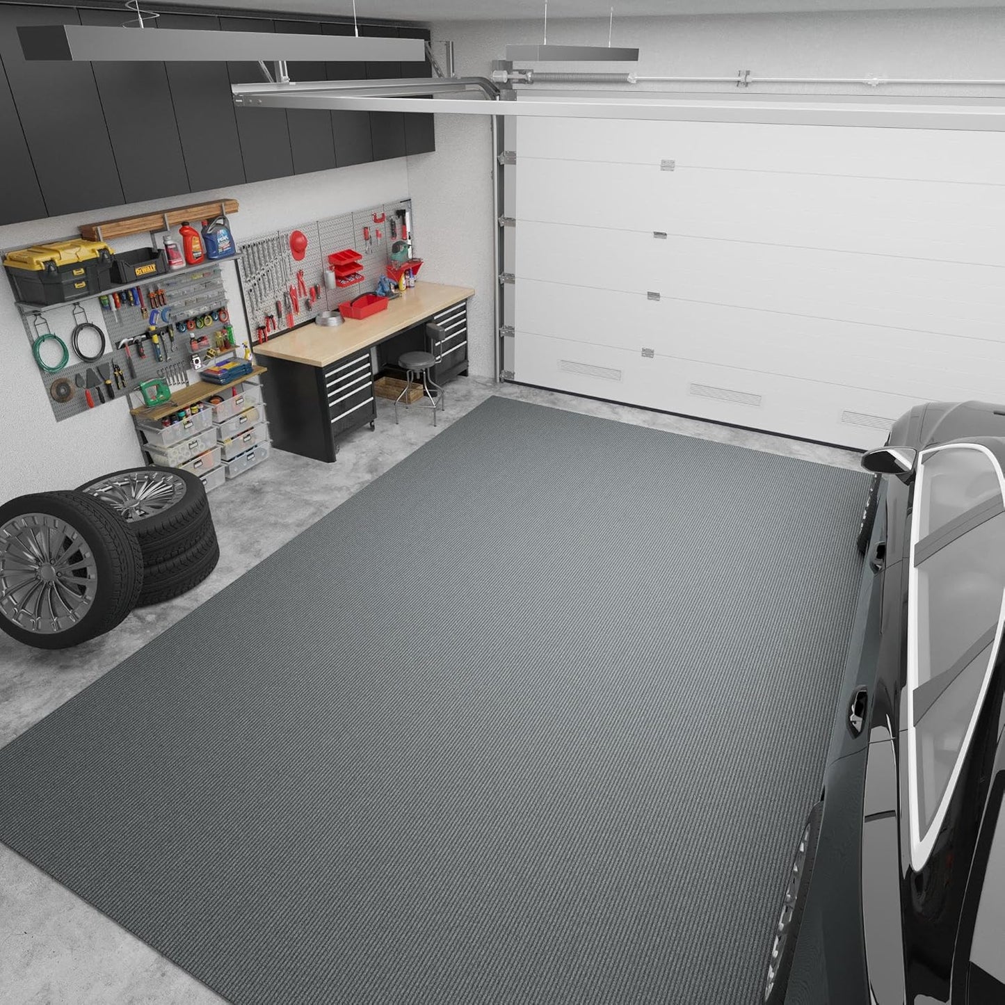Ottomanson 6'6" x 30' Hallway Runner with Scraper Pile - Extra Durable Non-Slip Rug Mat for Indoor & Outdoor Use - Ideal for Kitchen, Entryway & Garage - High-Traffic Carpet, Gray