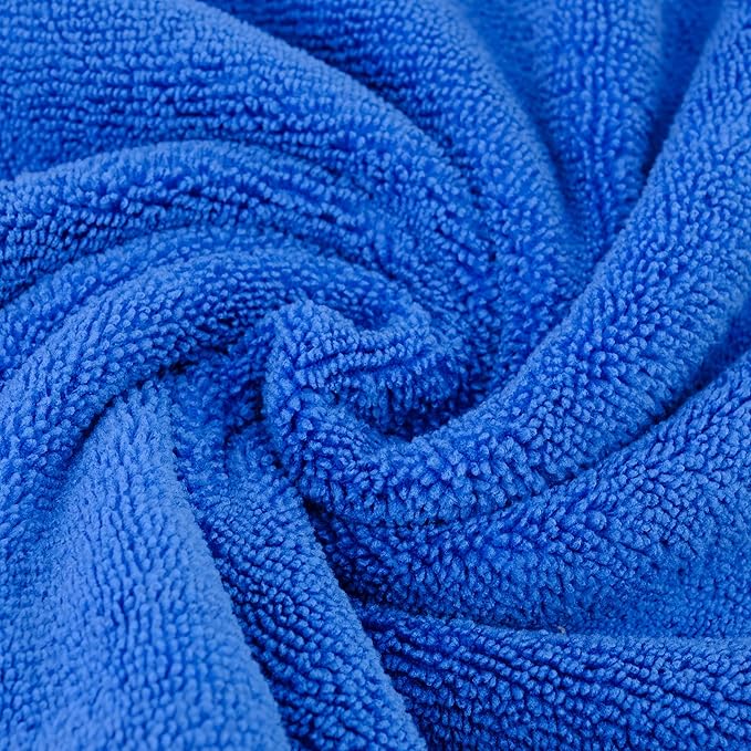 POLYTE Premium Microfiber Cleaning Towel,16x16 in 36 Pack (Blue,Gray,Yellow)