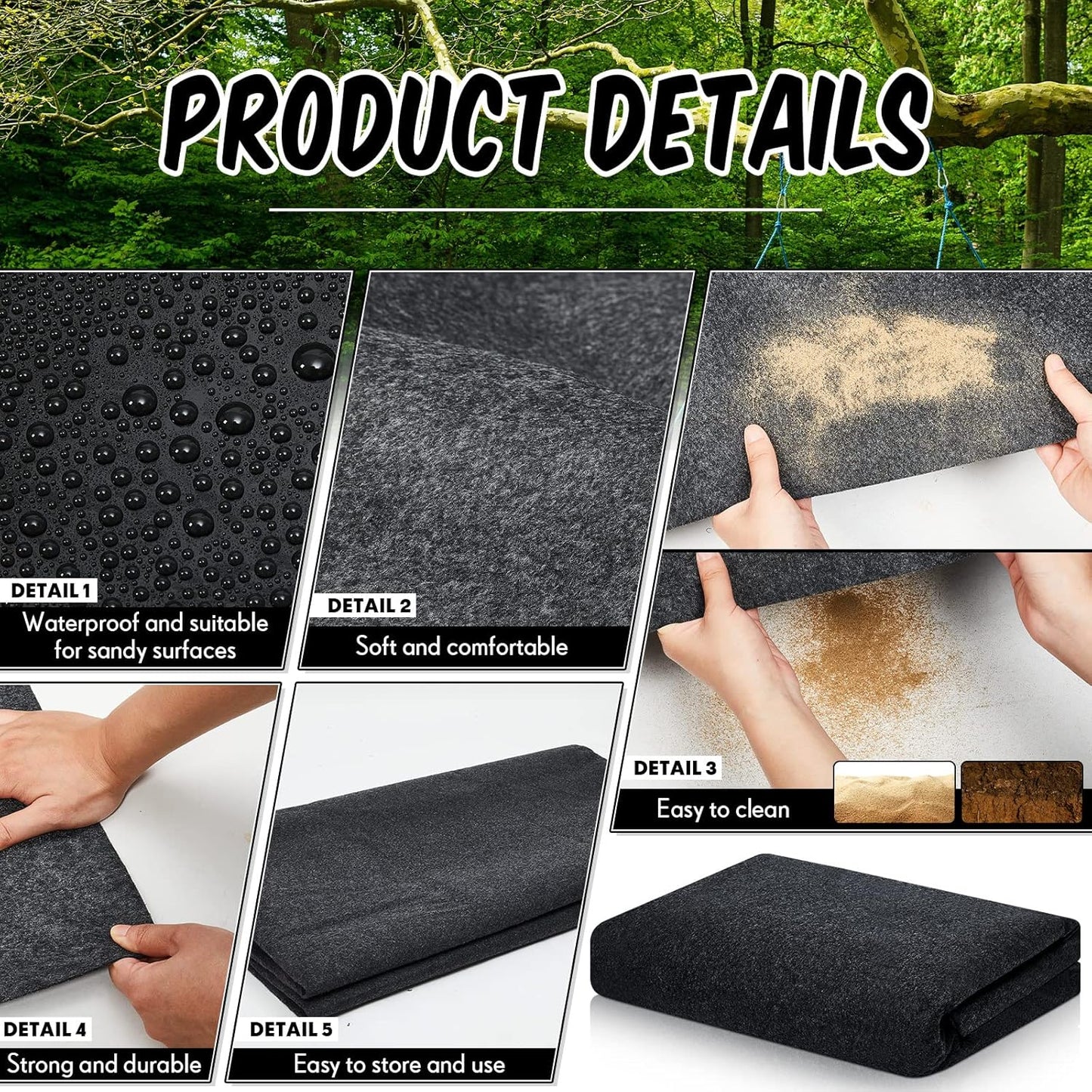 Haull Outdoor Storage Shed Floor Moat Waterproof Outdoor Carport Mat Thickened Soft Patio Furniture Pad Washable with Non Slip Backing, Storage Shed Not Included(6 x 8.2 ft)