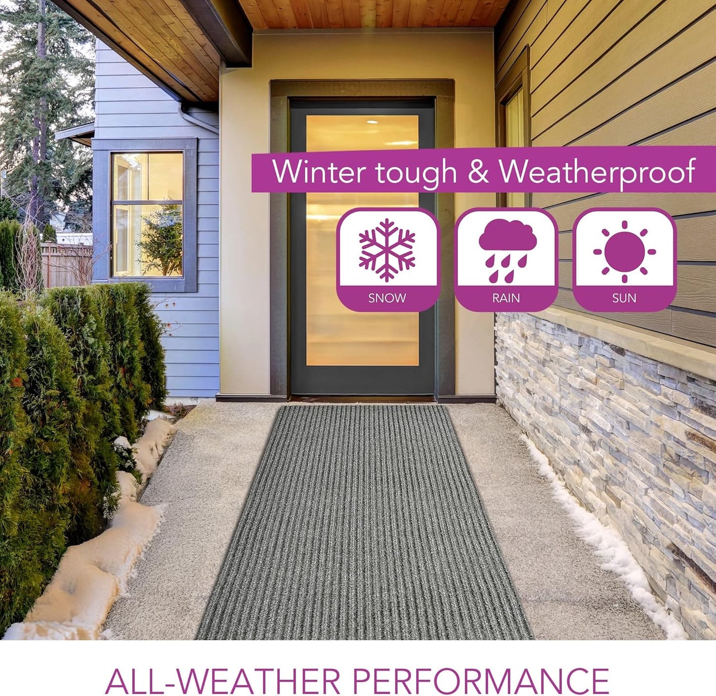 iCustomRug Spartan Weather Warrior Duty Indoor/Outdoor Utility Ribbed in 3ft,4ft,6ft Widths 70 Custom Sizes with Natural Non-Slip Rubber Backing 4'X40' in Grey