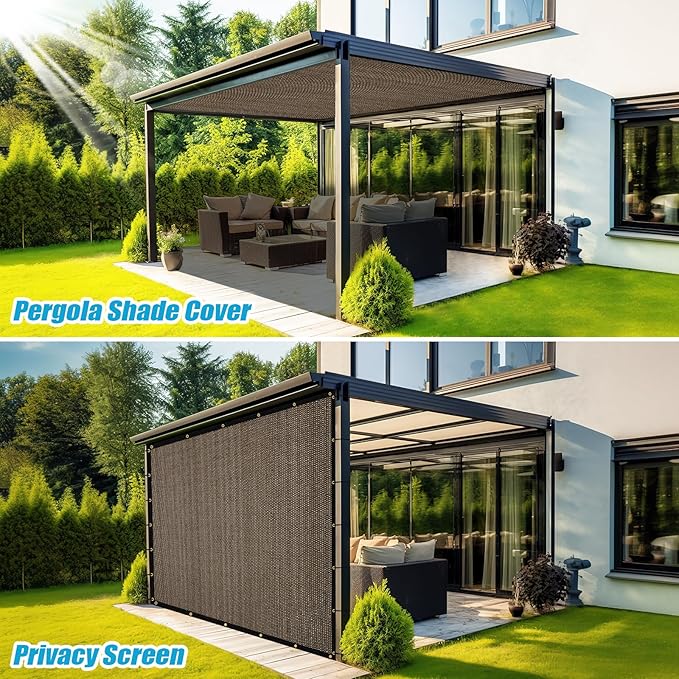 Amagenix 90% Shade Fabric 13'X 18' Mocha Sun Shade Cloth with Grommets for Pergola Replacement Shade Cover Canopy, Heavy Duty, Cable Zip Ties Included (We Customized)