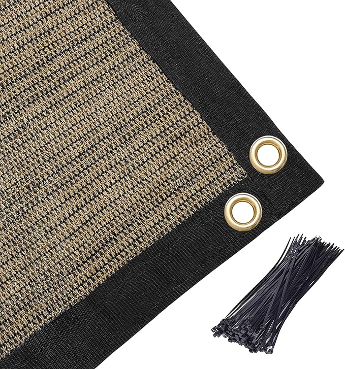 Amagenix 90% Shade Fabric 10'X 15' Mocha Sun Shade Cloth with Grommets for Pergola Replacement Shade Cover Canopy, Heavy Duty, Cable Zip Ties Included (We Customized)