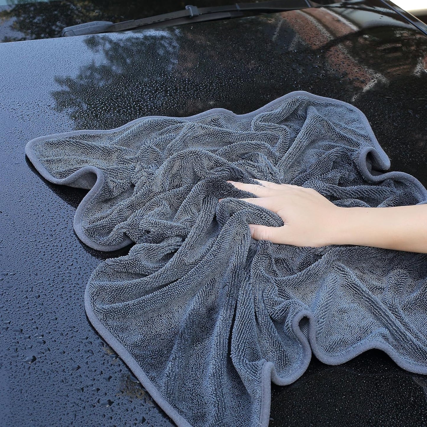JOYMOOP Microfiber Towels for Cars, 2 Pack 63" x 29.5" Car Drying Towel, Dark Gray Reusable Car Towel, Quick Drying Car Microfiber Cleaning Cloth for RVs, SUVs, Trucks