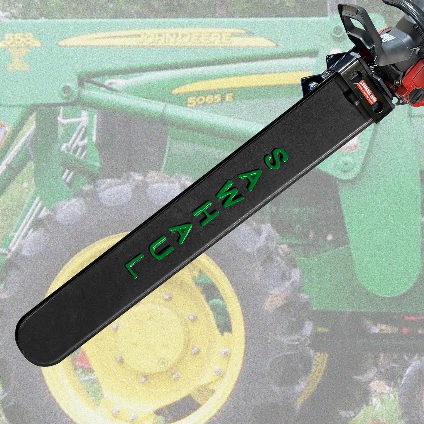 SawHaul Snap-Lok Universal Chainsaw Carrier Kit for Tractors and Skid Steers – 36 Inch Green Scabbard with Rotating Mount – Compatible with All Chainsaw Brands – Made in USA